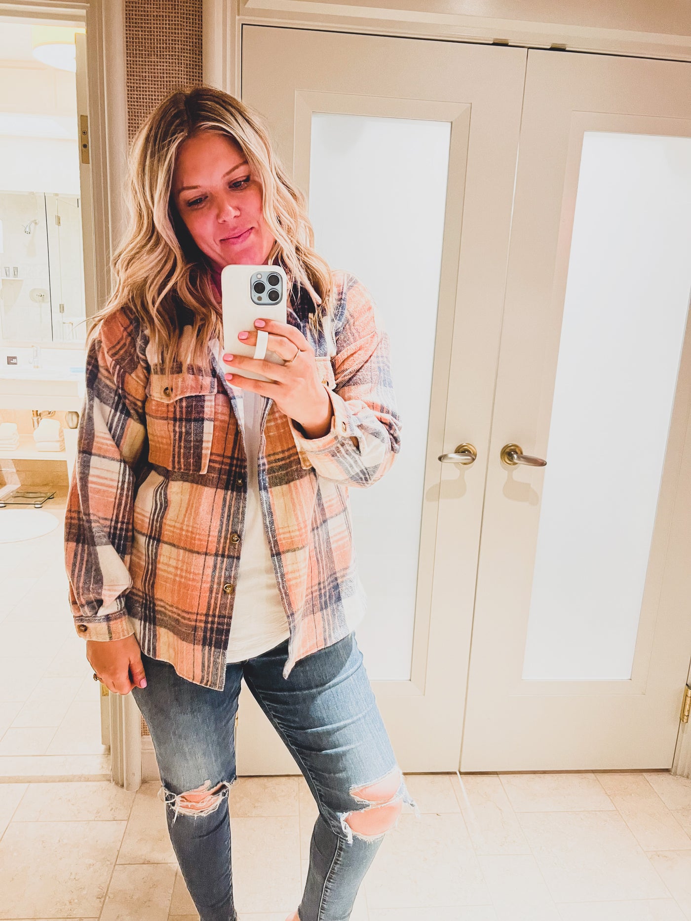 Spring forward plaid shacket